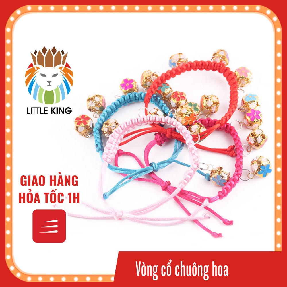 Vòng cổ cho chó mèo, vòng cổ 5 chuông hoạt tiết bông hoa cho chó mèo cỡ nhỏ Little King pet shop