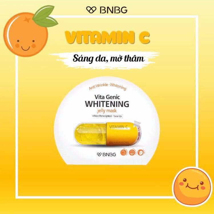 Combo 10 Mặt nạ giấy dưỡng da Màu Vàng BNBG Vita Genic Whitening Jelly Mask (Vitamin C) 30ml x10