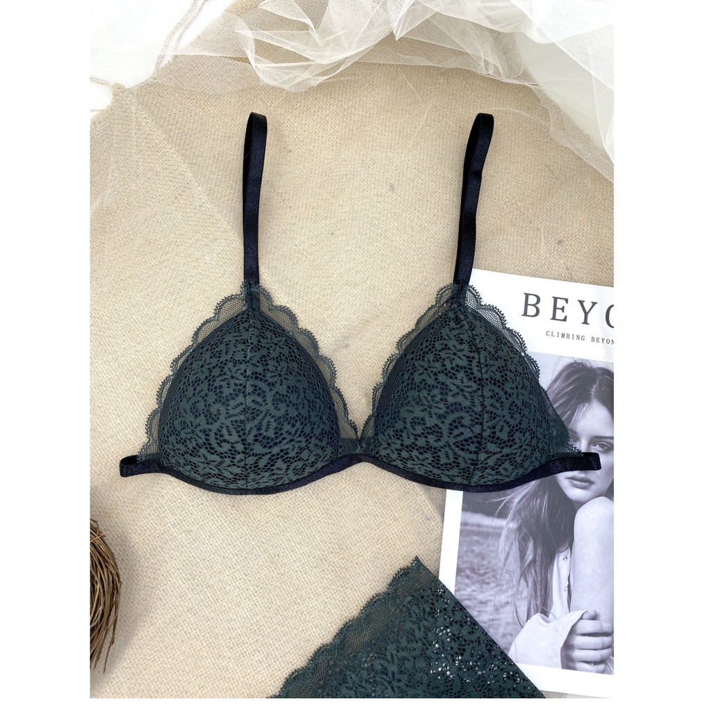 👙 Bra thiết kế 👙 Bộ đồ lót nữ Bralette đùi màu rêu không gọng, có mút mỏng hàng thiết kế siêu cấp | BigBuy360 - bigbuy360.vn