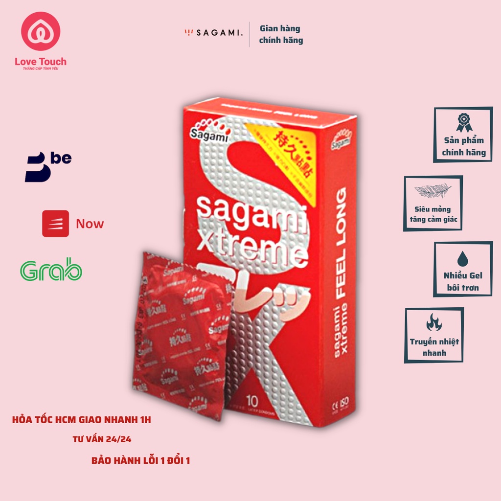 Bao cao su sagami Xtreme Feel Long gân gai siêu mỏng cao cấp - LOVE TOUCH - CHE TÊN SẢN PHẨM