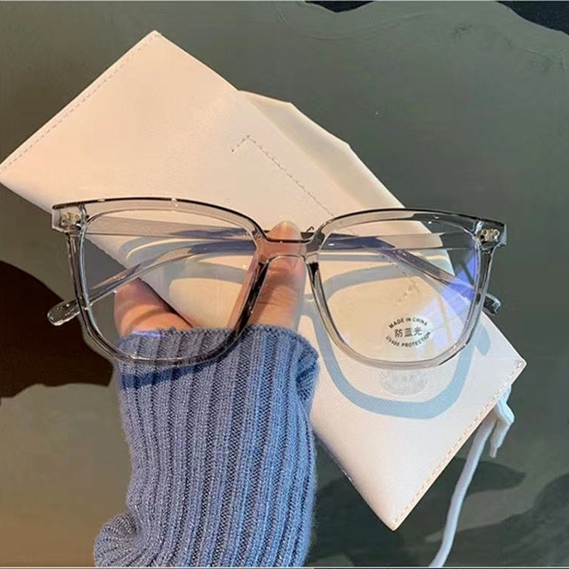 Kính mát gọng vuông trong suốt chống bức xạ phong cách Hàn Quốc thời trang dành cho unisex