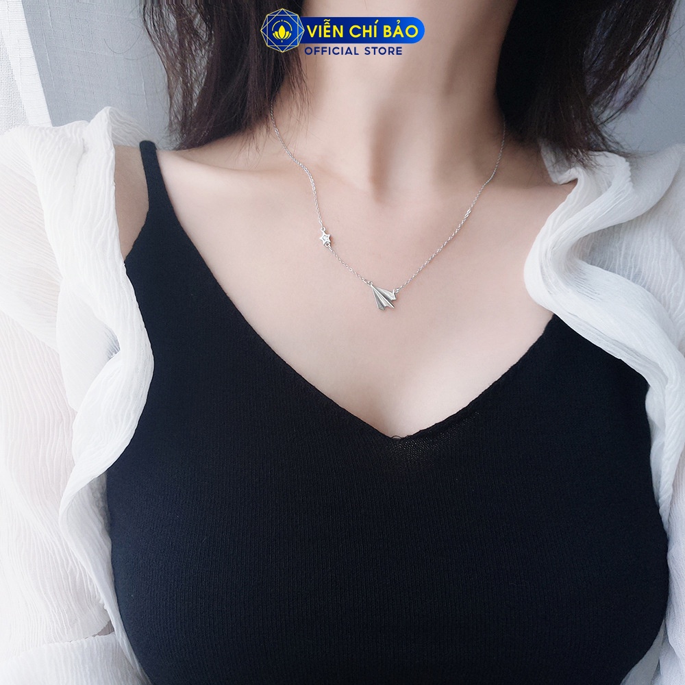 Dây chuyền bạc nữ Viễn Chí Bảo hình Máy bay giấy chất bạc 925 thời trang phụ kiện trang sức nữ D400283x