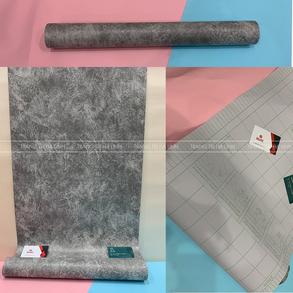 Giấy dán tường xi măng giả bê tông nhám chống thấm tốt cuộn 45cmx10m