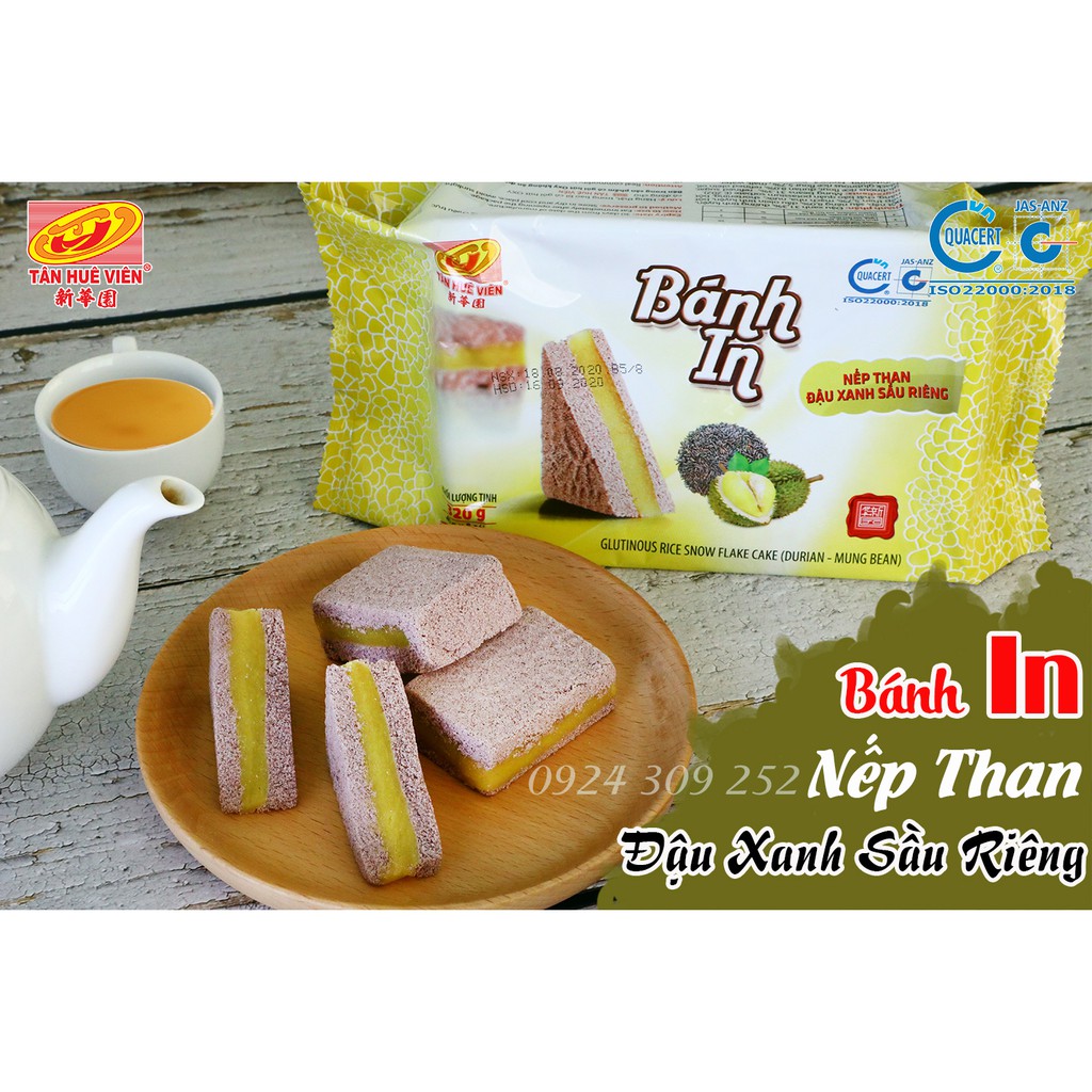 Bánh In Nếp than Đậu xanh Sầu riêng Tân Huê Viên (320g)