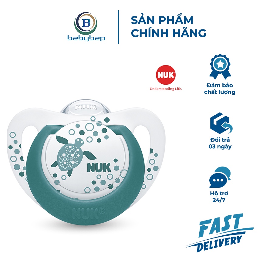 Bộ 2 Ti Giả NUK Genius Silicone (Sắc Màu) Có Hộp Đựng Vệ Sinh Dùng Được Trong Lò Vi Sóng
