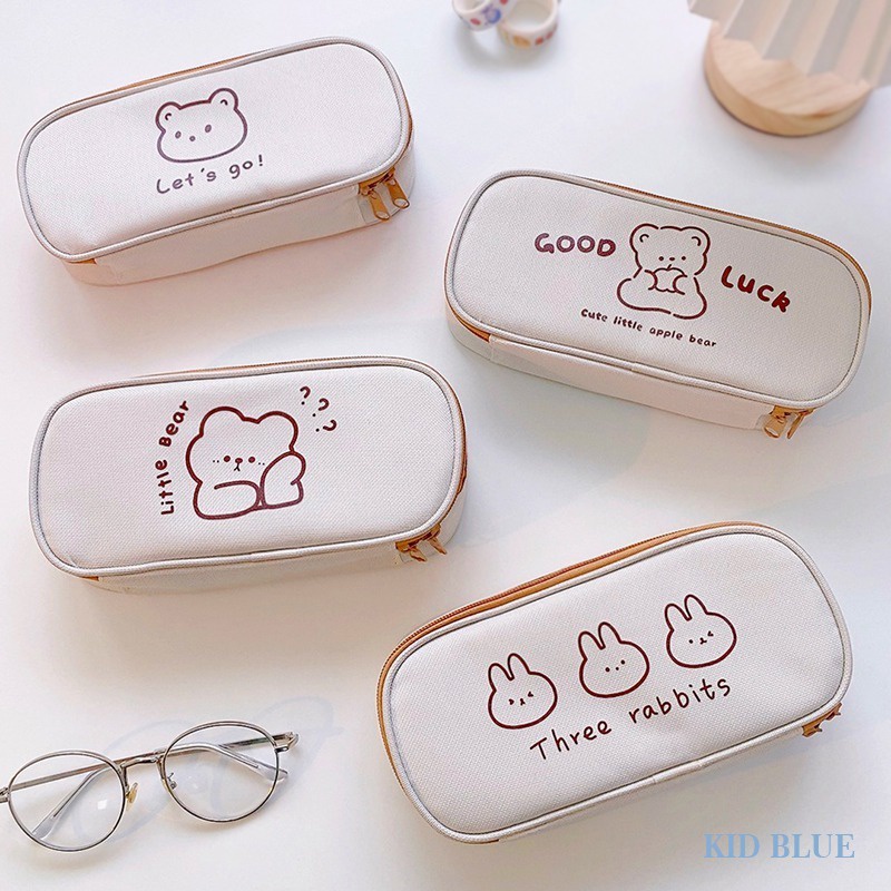 Túi Đựng Bút Bằng Vải Canvas Cỡ Lớn Thiết Kế Đơn Giản Dành Cho Nữ Sinh
