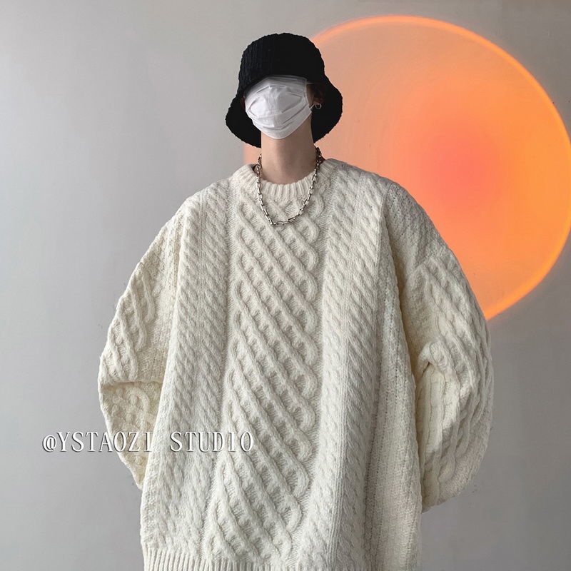 Hàng Mới Về Mới Áo Len Cotton Dệt Kim Thiết Kế Dây Cáp Cảm Giác Retro Nhật Bản Mùa Đông Cho Cặp Đôi