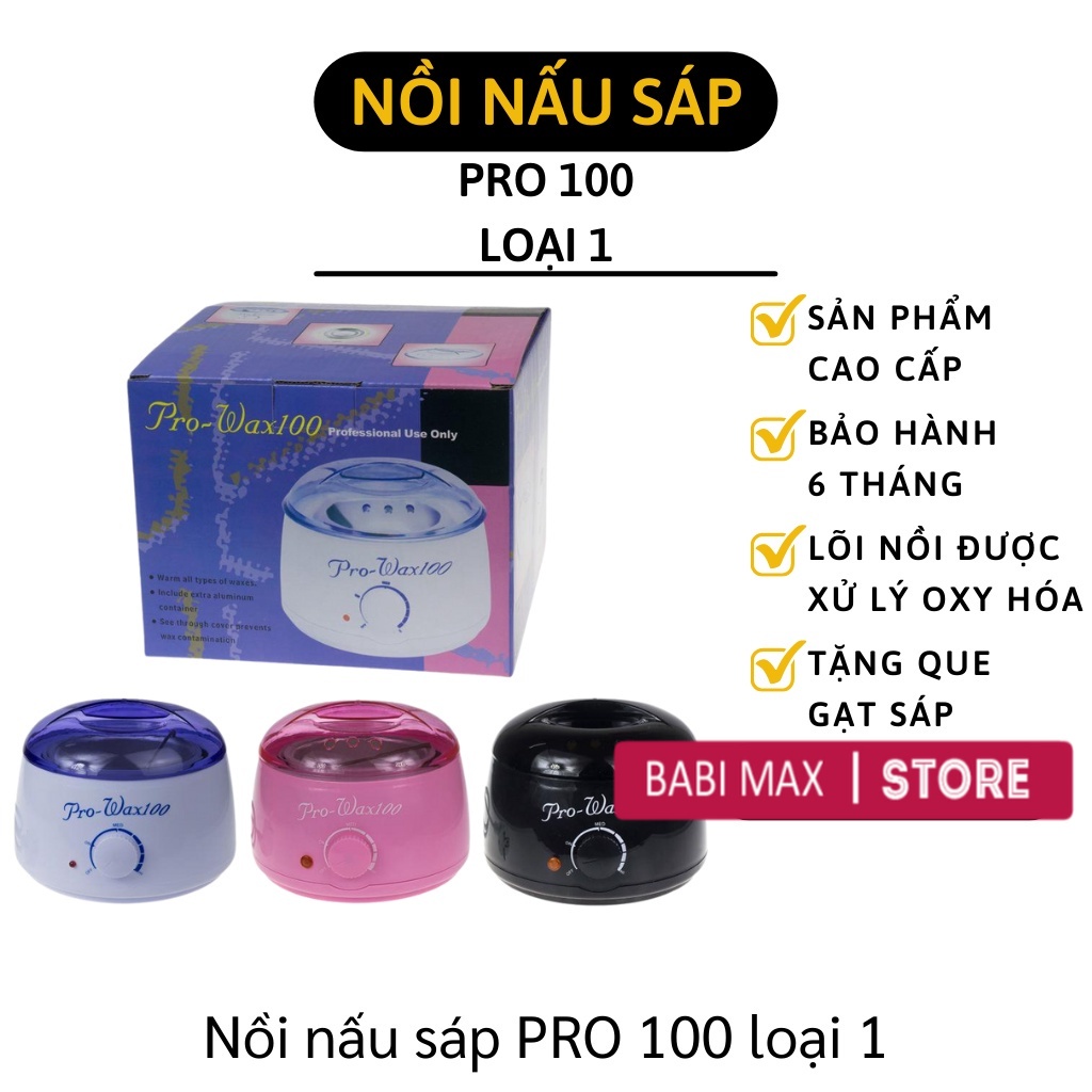Nồi nấu sáp nóng chảy 💓TẶNG QUE GỖ 💓 Nồi đun sáp wax lông Pro-wax100 Pro 200 loại 1 dây đồng ổ cắm lớn babimax 8582