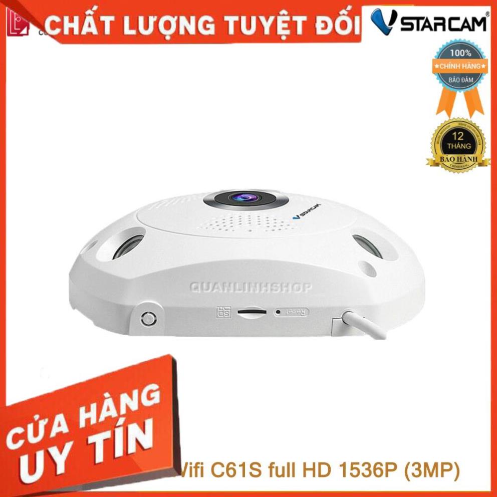 (giá khai trương) Camera Wifi IP Vstarcam C61s full HD 1536P ốp trần, góc rộng 180 độ kèm thẻ 128GB