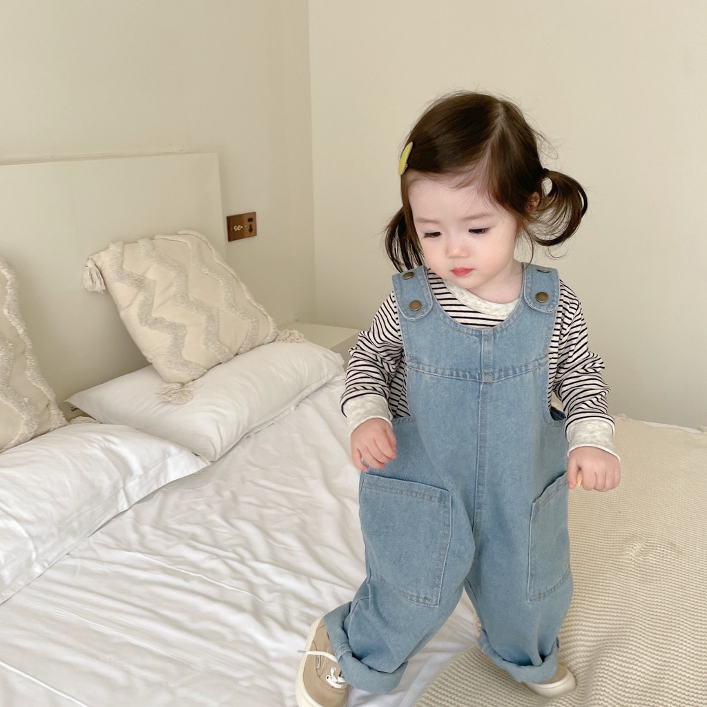 Yếm jean bé trai bé gái Batala kids yếm bò trẻ em dáng dài, dáng hàn đi học đi chơi cho bé từ 11-25kg YMDAI