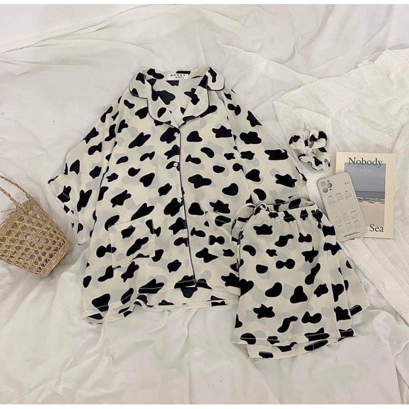 Bô ngủ 🌸FREESHIP🌸 Bộ đồ ngủ lụa mango với thiết kế quần đùi và áo cộc tay from rộng thoải mái với nhiều mẫu HOLASTORE