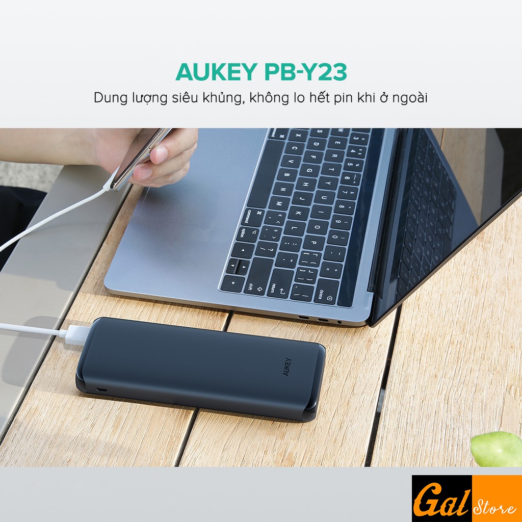 Pin Dự Phòng 20000mAh AUKEY PB-Y23, QC 3.0, PD 18W, Cổng Lightning In 18W