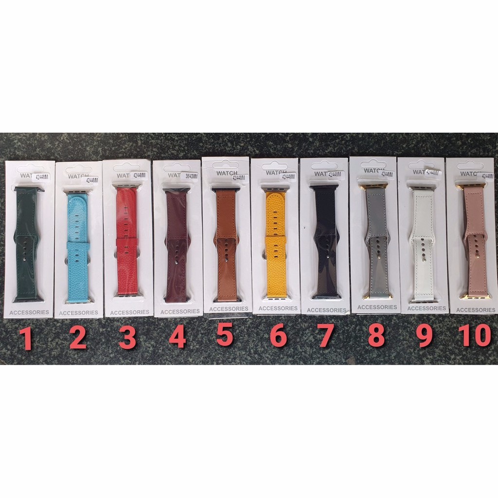 Dây da Apple Watch size 38mm/ 40mm/ 42mm/ 44mm 12 màu xuất sắc, mỏng, mềm, nhẹ, đủ size