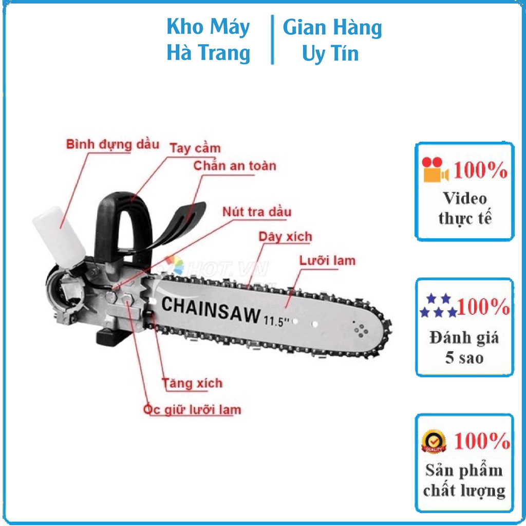 Bộ Lam Xích Gắn Máy Mài Máy Cắt Cầm Tay CHAINSAW, Lưỡi Cưa Cây, Lưỡi Cắt Gỗ, Làm Mộc Tra Dầu Tự Động - BH 6 Tháng