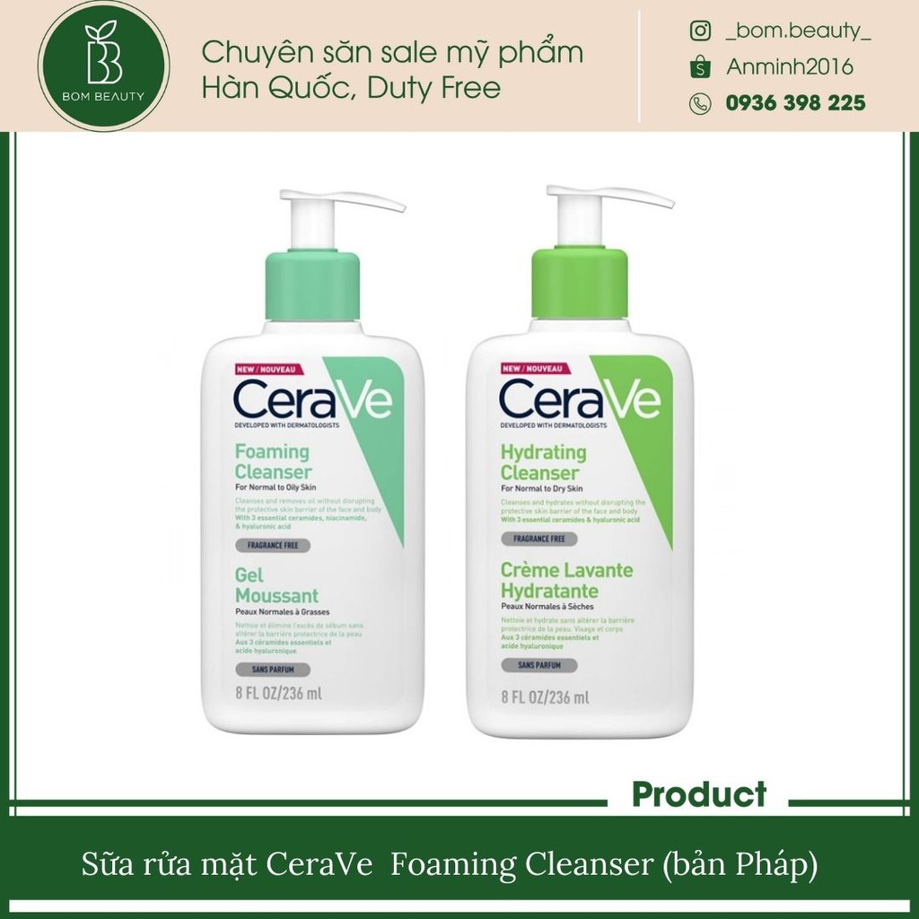 Sữa rửa mặt CeraVe Foaming Cleanser (bản Pháp) | BigBuy360 - bigbuy360.vn