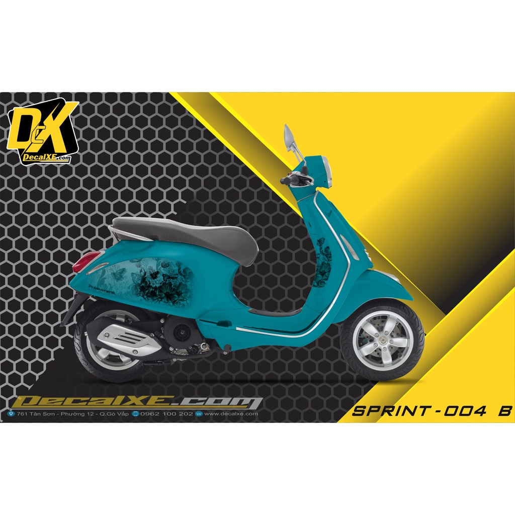 Tem dán xe VESPA SPRINT | Chất Liệu Decal Cao Cấp Chống Nước, Bền Màu, Cắt Khuôn Sẵn Dễ Dán | VESPASPRINT-004