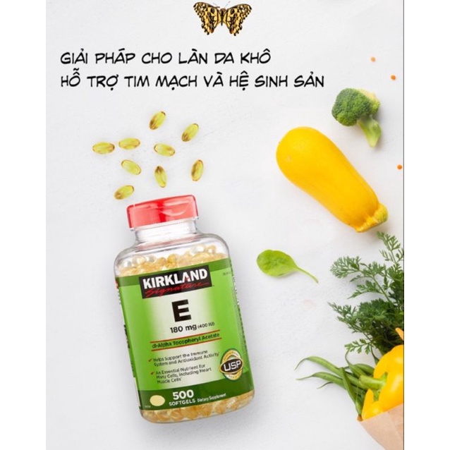 Vitamin E Kirkland 180mg  500 viên Hàng Mỹ