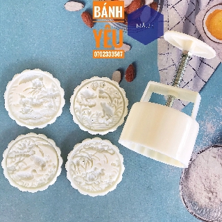Khuôn Bánh Trung Thu lò xò 125g tròn 4 mặt - KHTC