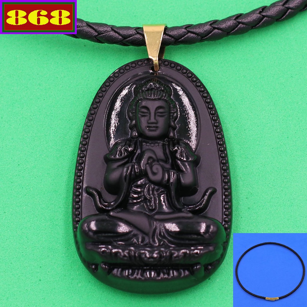 Vòng cổ dây da Đại nhật như lai đen 3.6 cm DDOEVTAEB5 - Hộ mệnh tuổi Mùi, Thân