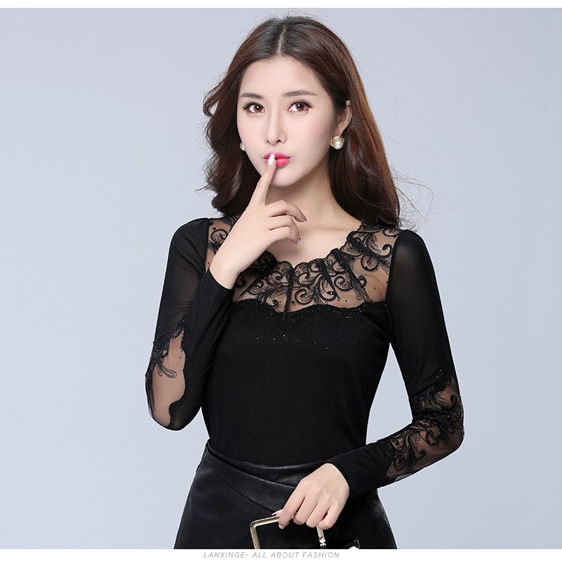 Áo kiểu nữ thêu ren hàng Quảng Châu-MS18
