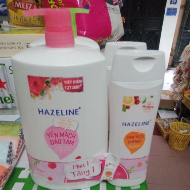 SỮA TẮM HAZELINE CHAI LỚN 1.2L tặng kèm chai nhỏ 380g