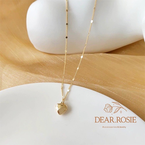 Dây Chuyền Mạ Vàng Mặt Trái Tim Hợp Kim Cao Cấp Màu Vàng DEAR ROSIE Phụ kiện Trang Sức Nữ Dễ Thương Xinh Xắn Hàn Quốc