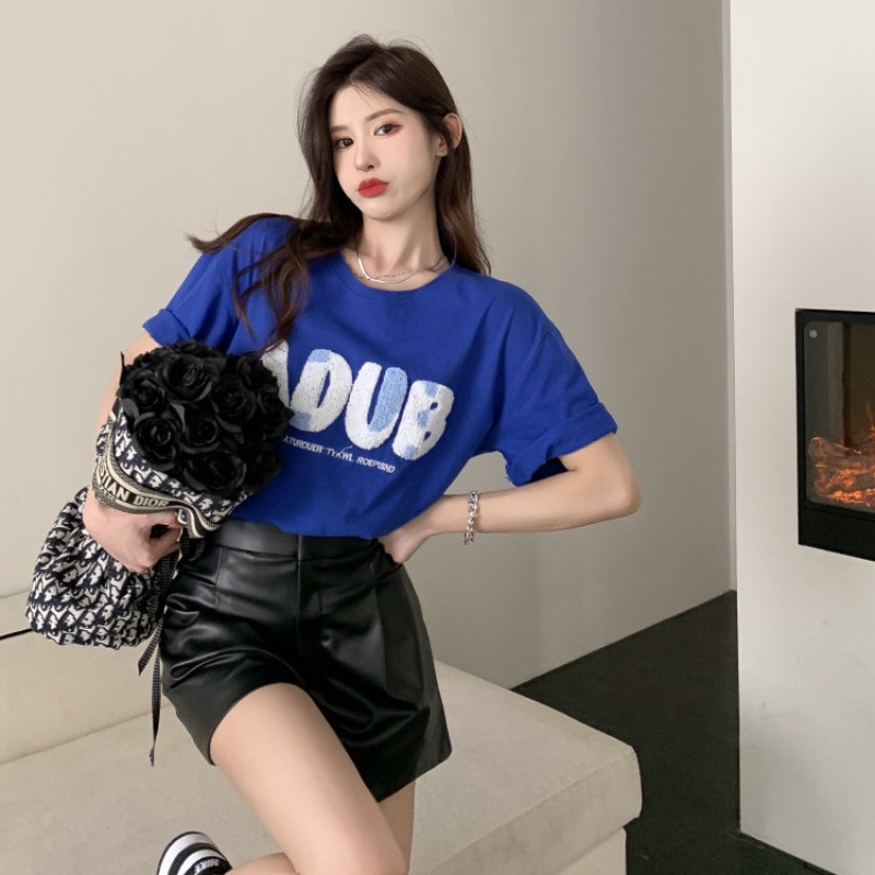 Áo Thun Tay Ngắn Chất Cotton Thiết Kế Dáng Rộng Che Khuyết Điểm