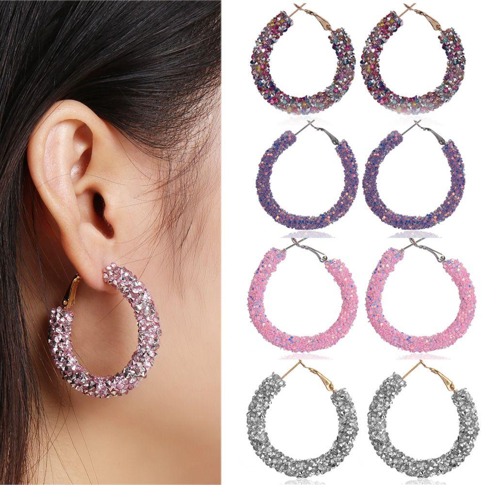 Khuyên Tai Vòng Tròn Đính Kim Tuyến Lấp Lánh|Mặt Dây Chuyền Trang Sức
