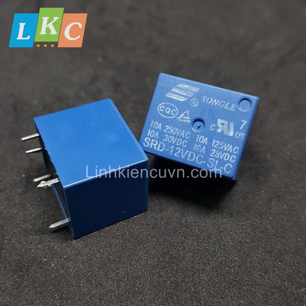 2 chiếc- Relay SRD-12VDC-SL-C 5 chân 10A màu xanh