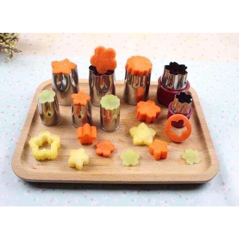 Bộ Khuôn In Tỉa Rau Củ Quả 8 Món Inox Cao Cấp Không Rỉ