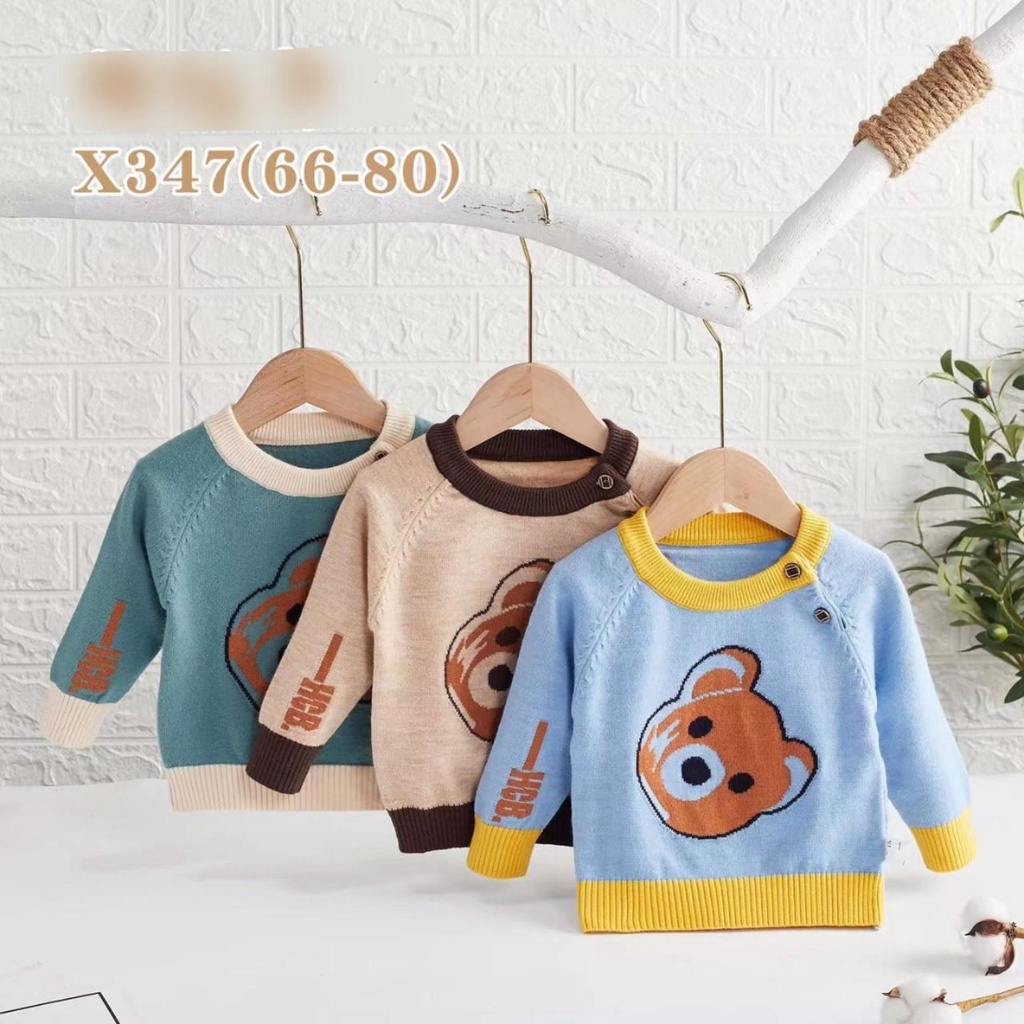 347 Áo len dài cài vai hàng quảng châu loại đẹp mịn mềm cho bé (6-11,5kg)