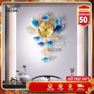 Đồng hồ treo tường lá Gingko Ngân Hạnh Đứng decor cỡ lớn trang trí phòng sang trọng phong cách Châu Âu mã C1022