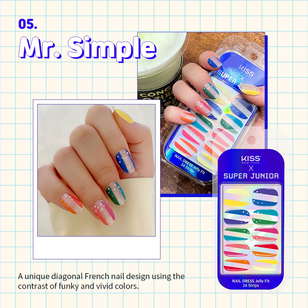 [KISS NEW YORK] Super Junior Jelly Fit Sticker Dán Móng Thời Trang - Mr. Simple