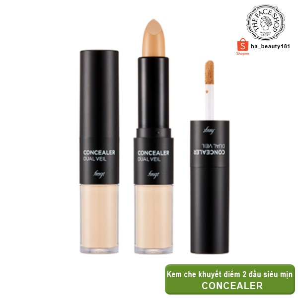 Che khuyết điểm 2 đầu che quầng thâm mụn đốm nâu tàn nhang The Face Shop fmgt Concealer Dual Veil 4.3g/3.8g
