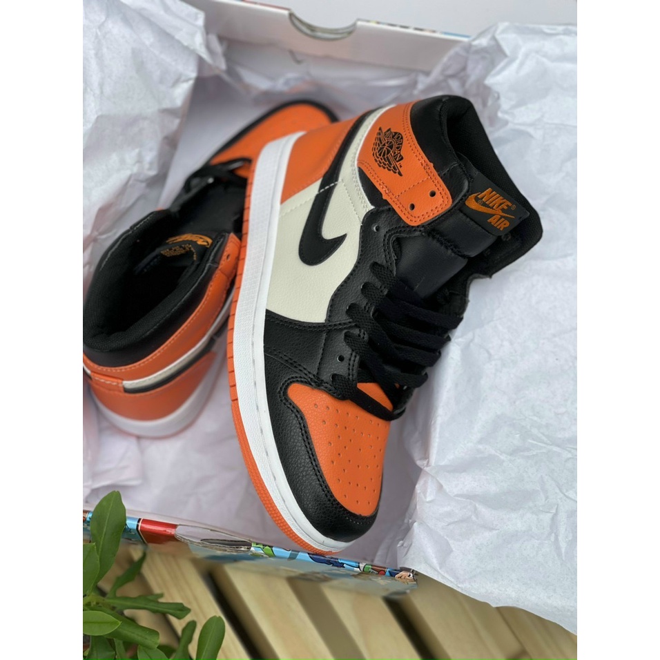 Giày thể thao sneakers air jordan 1 high panda original cao cổ đen cam