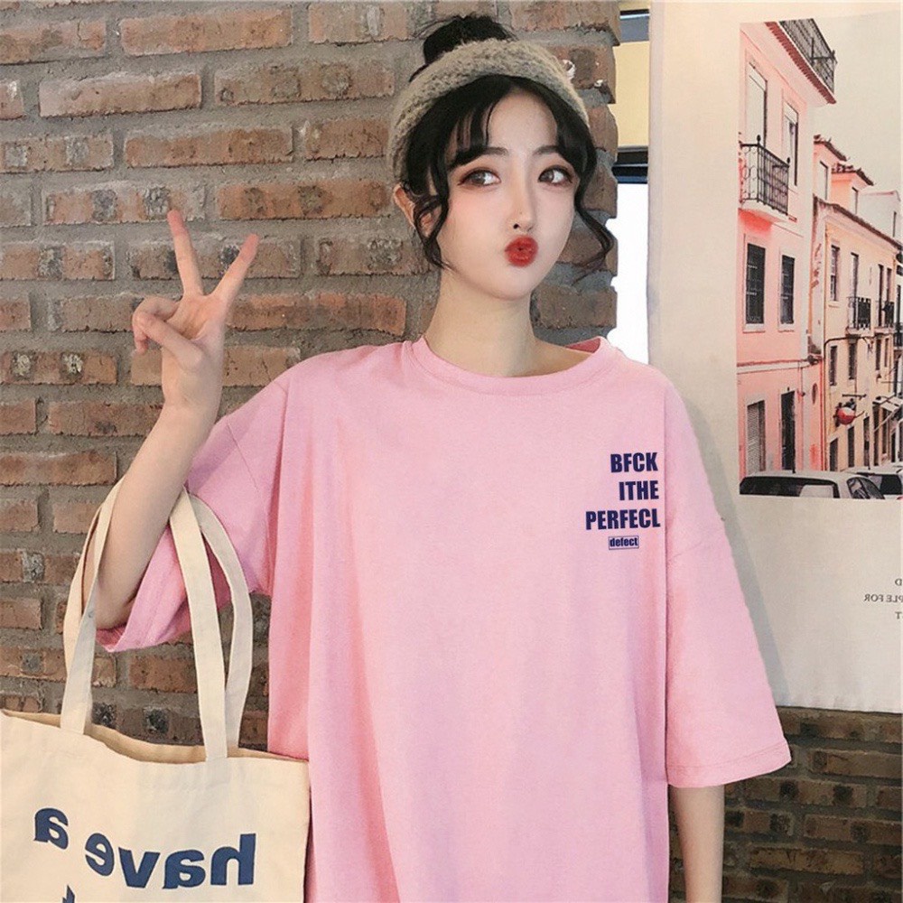 ÁO THUN TAY LỠ UNISEX NAM NỮ IN CHỮ BFCK - FREESIZE DƯỚI 75KG