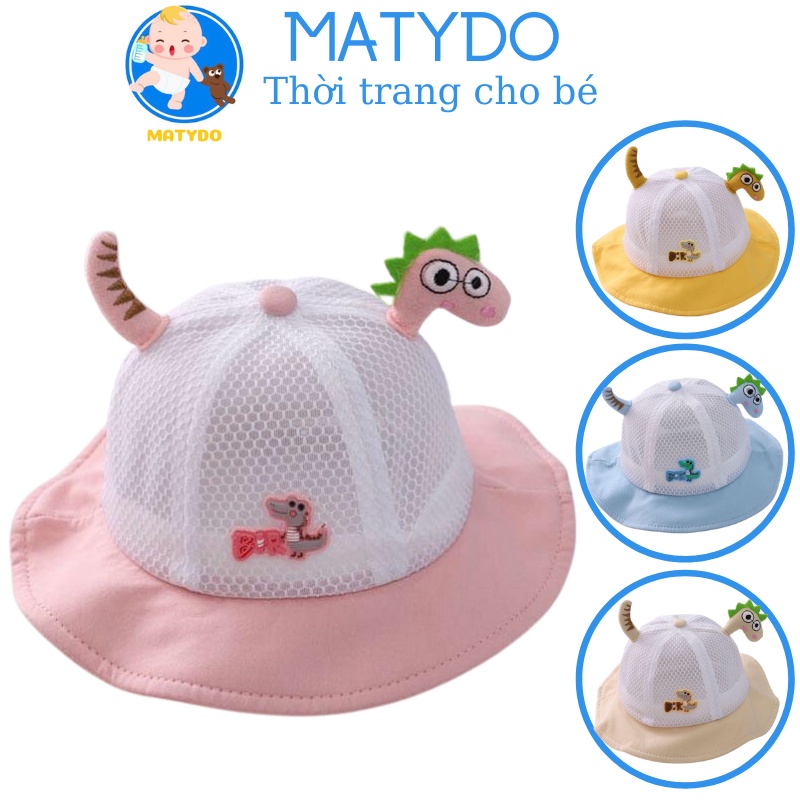 Mũ cho bé gái bé trai mũ nón vành tròn lưới khủng long đáng yêu phụ kiện mũ nón MU014