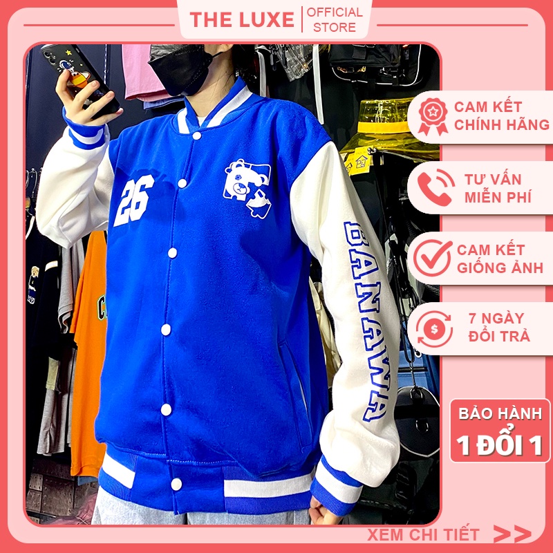 Áo khoác bomber nữ bóng chày Số 26 [THE LUXE], áo khoác nỉ bông bomber nam nữ form rộng unisex