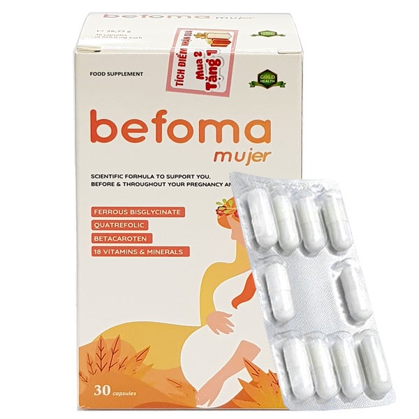 Befoma Mujer, hỗ trợ tăng cường sức khỏe phụ nữ trong thời kỳ sinh sản - Tây Ban Nha (hộp 30 viên)