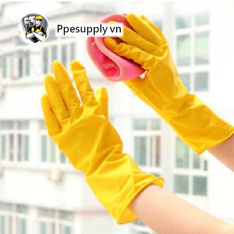 Găng tay rửa bát ✅Giá sỉ✅ Bao tay rửa chén, Găng tay cầu vồng Mini, cao su siêu dai, màu hồng, kem, vàng, 26cm