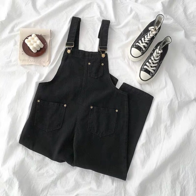 [KÈM ẢNH THẬT + SẴN] quần yếm jeans dài dáng boy túi trước ulzzang hàn quốc