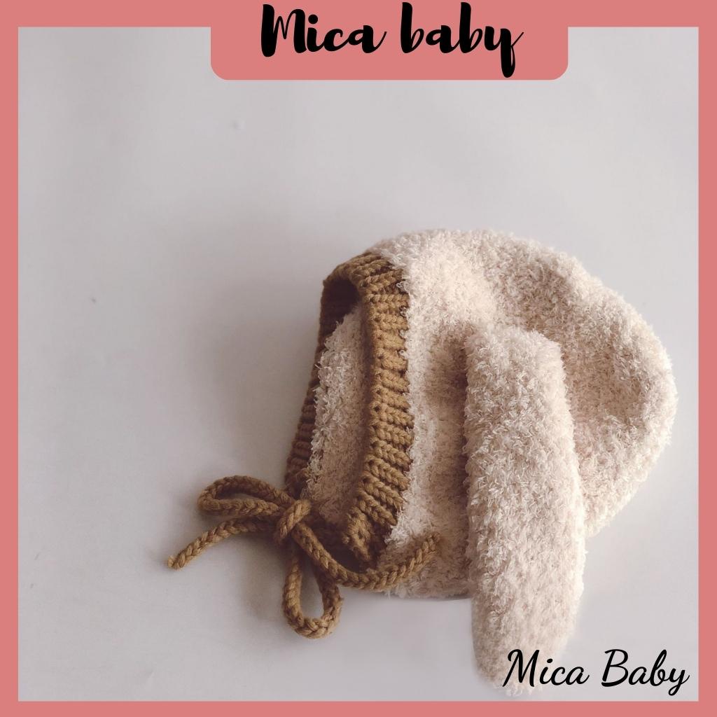 Mũ len hình tai thỏ bông xù đáng yêu cho bé Mica baby ML41