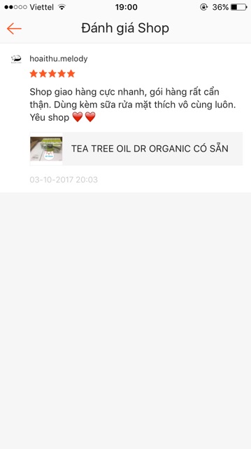 Tinh Dầu Tràm TEA TREE OIL DR ORGANIC ĐỦ BILL ANH