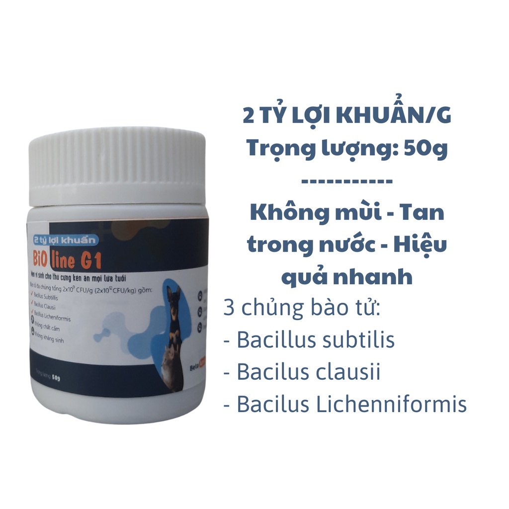 Combo ECOPETS phục hồi sức khoẻ hổ trợ đường ruột tăng đề kháng chó mèo BETA  AMIN &amp; Men vi sinh BIOLINE G1 - 50gr