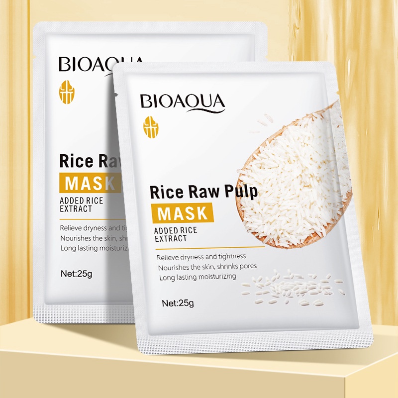 Mặt Nạ Trắng Da Bioaqua Với Cám Gạo Thu Nhỏ Lỗ Chân Lông Dưỡng Ẩm Luxuka MNB02