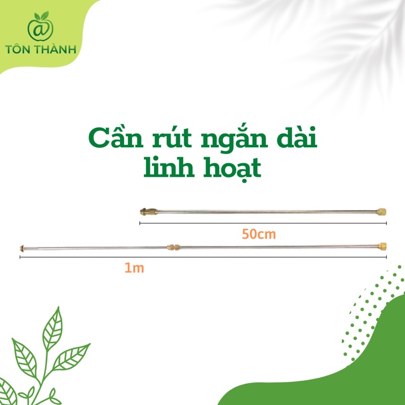 CẦN RÚT PHUN XỊT INOX DÀI 50-100CM ĐẦU BẰNG ĐỒNG