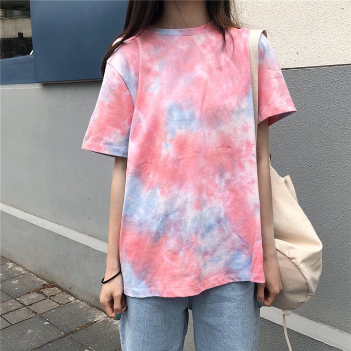 Áo thun nam nữ loang cam hồng, áo thời trang, áo đôi nam nữ.
