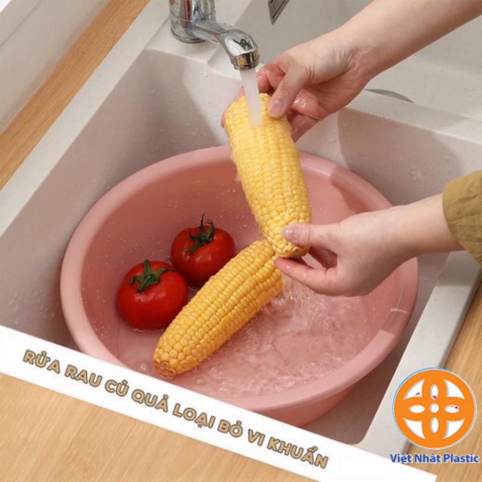 chậu nhựa rửa mặt cao cấp hokori, thau tắm cho bé nhựa Việt Nhật màu pastel 2525
