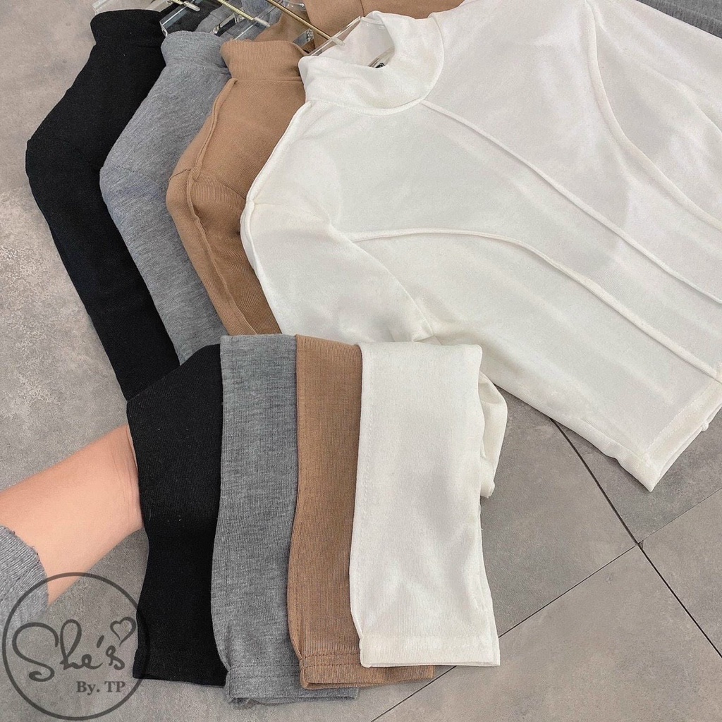 Áo Crotop  Cổ Lọ Vải Borip Tay Dài May Lai Ngực Sành Điệu Thời Trang Hàn Quốc HOT TREND TTKXA0286