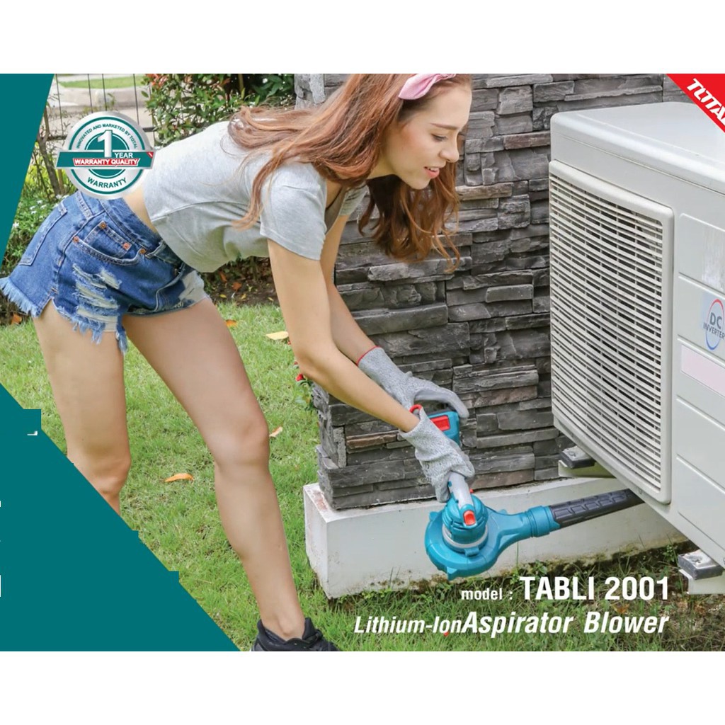 Máy thổi hút bụi dùng pin 20V TOTAL giúp thổi khí vệ sinh phòng nét kho hàng nhà cửa Li-ion TABLI2001